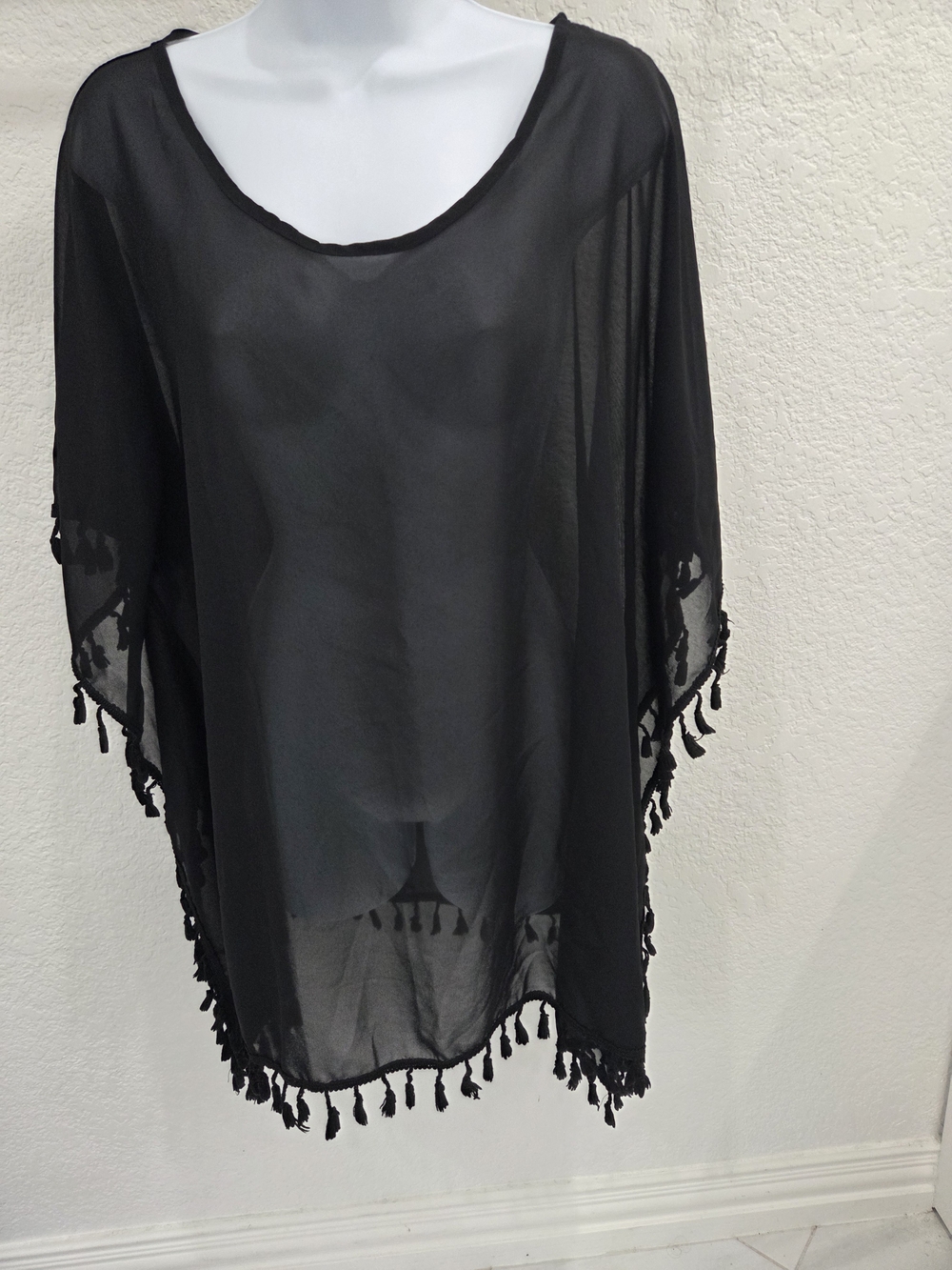 ADREAMLY Black Fringe Cover Up Like New